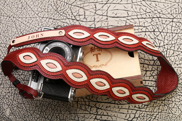 The Awesome Leather Neck Strap, Personalized Three-colored Premium Strap with Leather Lining for DSLR /SLR Camera, Custom Gift, Camera Accessories