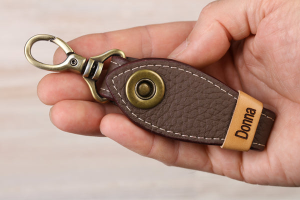 Custom Leather Keyring as Gift for Women Personalized Leather 